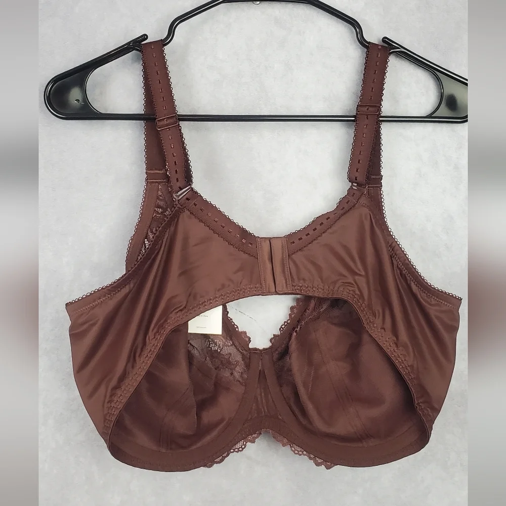 Delimira Balconette Bra  Lace Not Padded Underwire Minimizer Hazelnut‎ Size 42DD